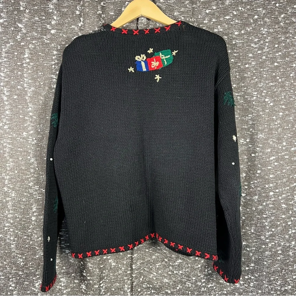 Hampshire Studio Black and White Cardigan Christmas‎ Sweater